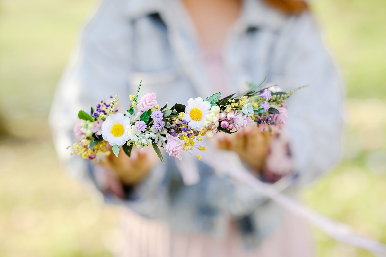 Meadow Daisy Flower Crown Wedding Hair Wreath Natural Spring | Etsy