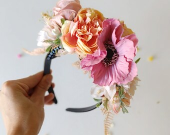 Peach Fuzz and Pink FRIDA Headband: Double Sided Headband 