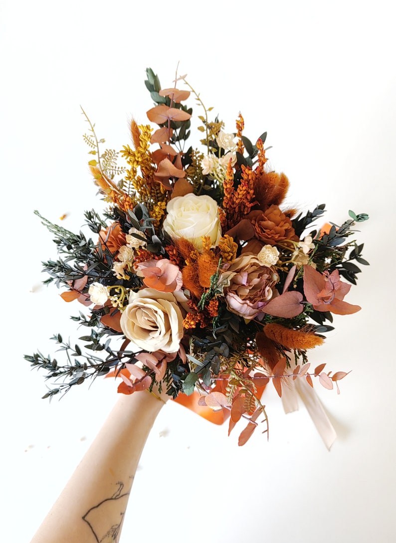 Terracotta bridal bouquet Rustic autumn wedding Boho bridal bouquet Fall wedding Terraccota wedding Boho bridal bouquet Magaela Bride to be image 7