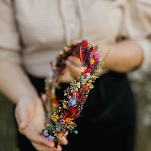 Colourful wedding hair crown Bridal meadow headpiece Flower crown for bride Preserved long lasting crown Wildflowers wedding Autumn Magaela image 4