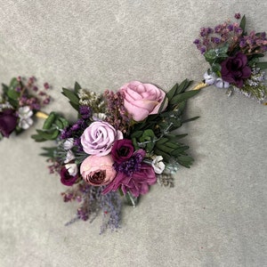 Purple flower hair vine Wedding flower hair vine Bridal hair flowers Very peri wedding crown Bridal half wreath Magaela Violet wedding image 8