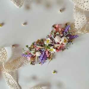 Wedding flower accessories Wildflowers Summer Rustic wedding Lavender Daisy flowers Belt Hair comb Bracelet Flower crown Boutonniere Magaela image 3