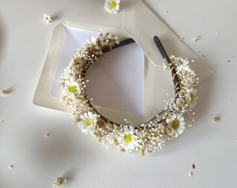 3 Stück Gänseblümchen-Stirnbänder – Verstellbare Blumenkränze Für Hochzeit, Festival, Boho-Look, In Gelb/Blau/Violett/Weiß