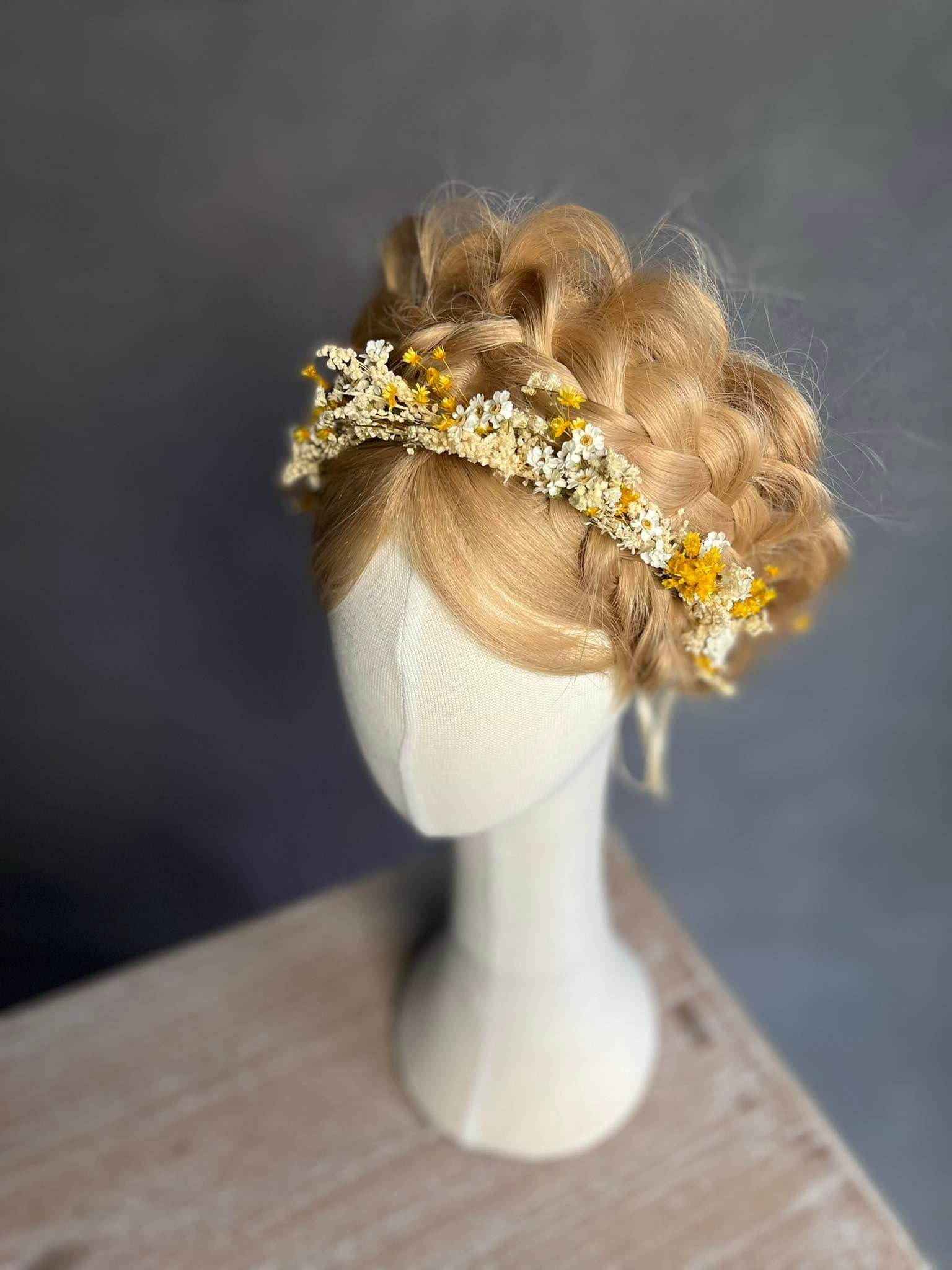 Yellow Ivory Flower Crown: Bridal Dried Floral Headpiece - Etsy
