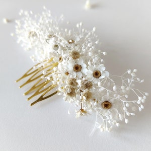 Dried flower hair set Ivory dried hairpins Beige hairpins Mini rose Natural bridal comb Hair accessories Romantic bridal hairstyle Magaela image 6