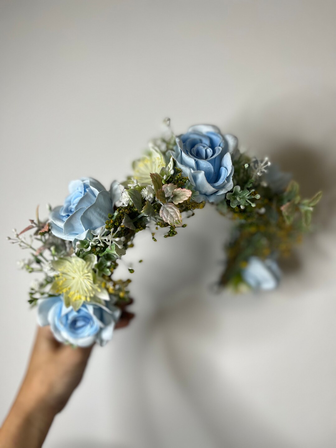 Blue Flower Half Wreath Wedding Crown Magaela Bridal Accessories Meadow