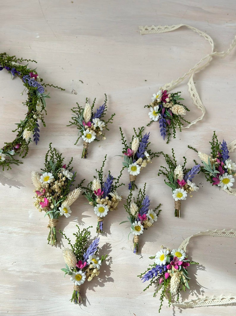 Meadow flower hair crown Bridal accessories Lavender and daisy flower wreath Meadowy headpiece Magaela Bride to be Wildflowers crown image 10