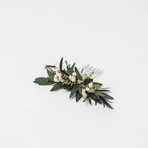 Greenery mini flower hair comb Wedding hair comb Baby's breath Bridal accessories Greenery flower hair comb Magaela Natural image 9