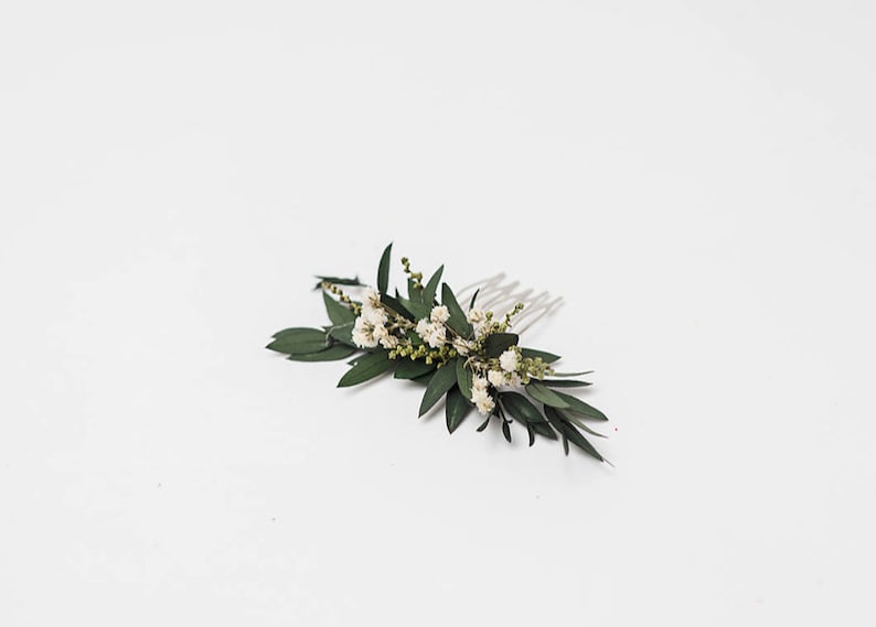 Greenery mini flower hair comb Wedding hair comb Baby's breath Bridal accessories Greenery flower hair comb Magaela Natural image 9