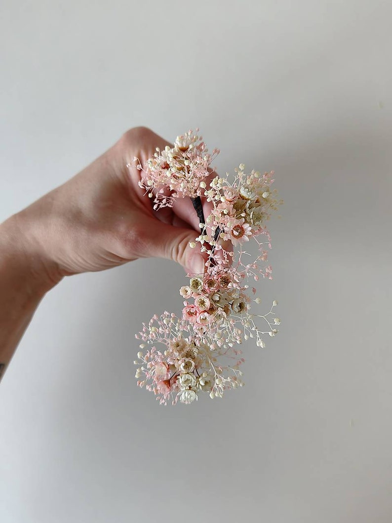 3/5/10pcs Romantic flower hairpins Hairpins from dried flowers Wedding floral accessories Blush and ivory hair pins Magaela accessories image 6