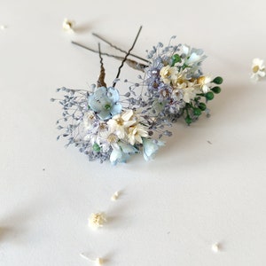 Meadow flower hairpins Natural dried flower hairpins Wedding hairstyle Bride to be Magaela Bridal hair accessories Colourful wildflowers image 10