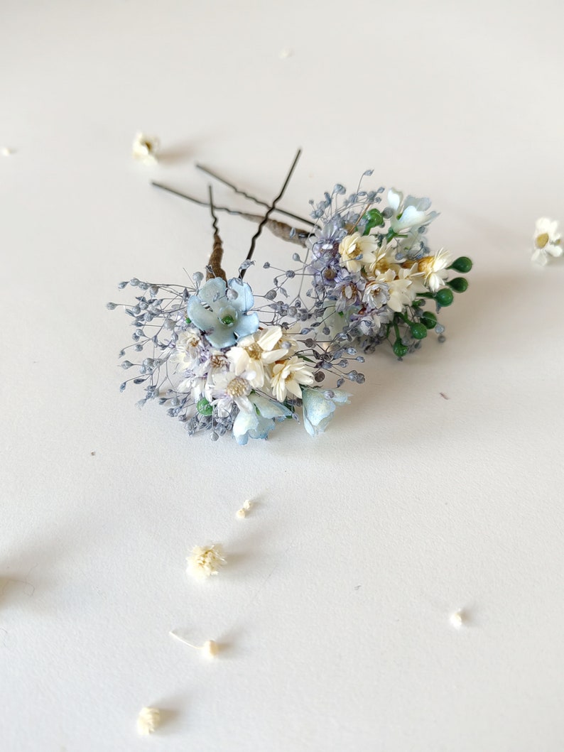 Meadow flower hairpins Natural dried flower hairpins Wedding hairstyle Bride to be Magaela Bridal hair accessories Colourful wildflowers image 10