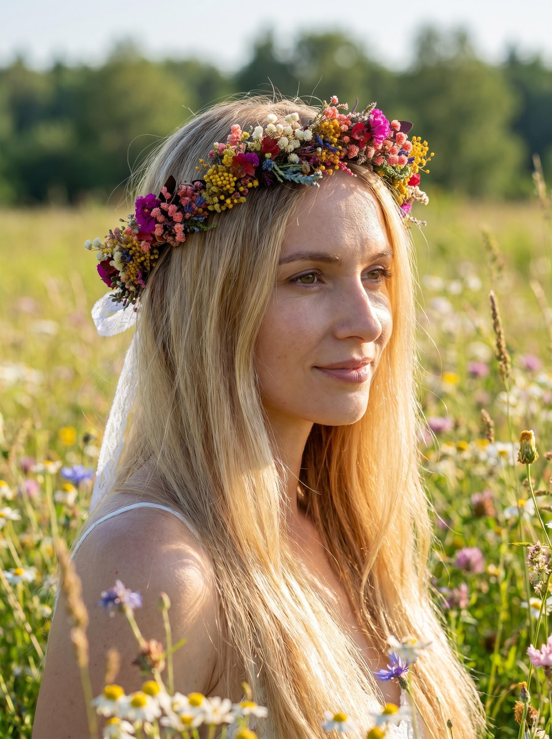 Magenta Flower Bridal Wreath: Wildflower Meadow Headpiece - Etsy