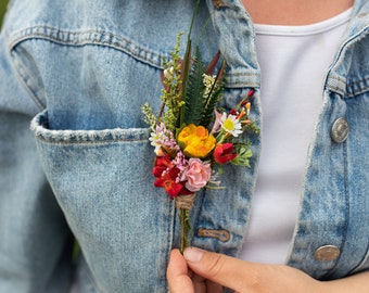 Summer groom's boutonniere Wedding buttonhole Flower boutonniere for groom Romantic wedding Summer wedding Magaela accessories Handmade