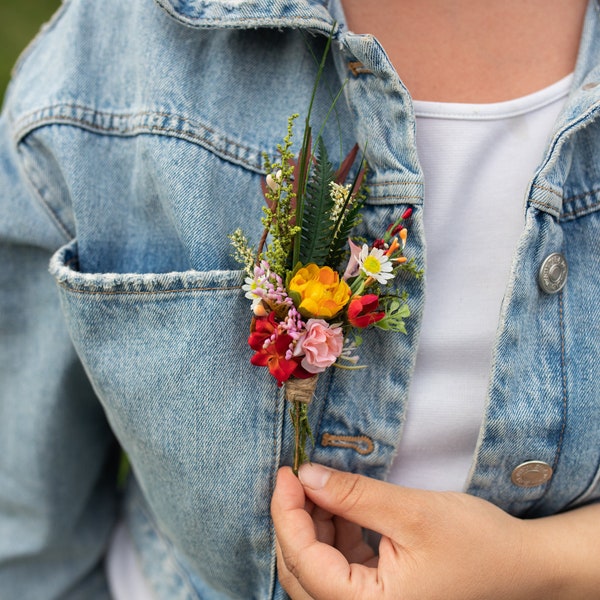 Summer groom's boutonniere Wedding buttonhole Flower boutonniere for groom Romantic wedding Summer wedding Magaela accessories Handmade