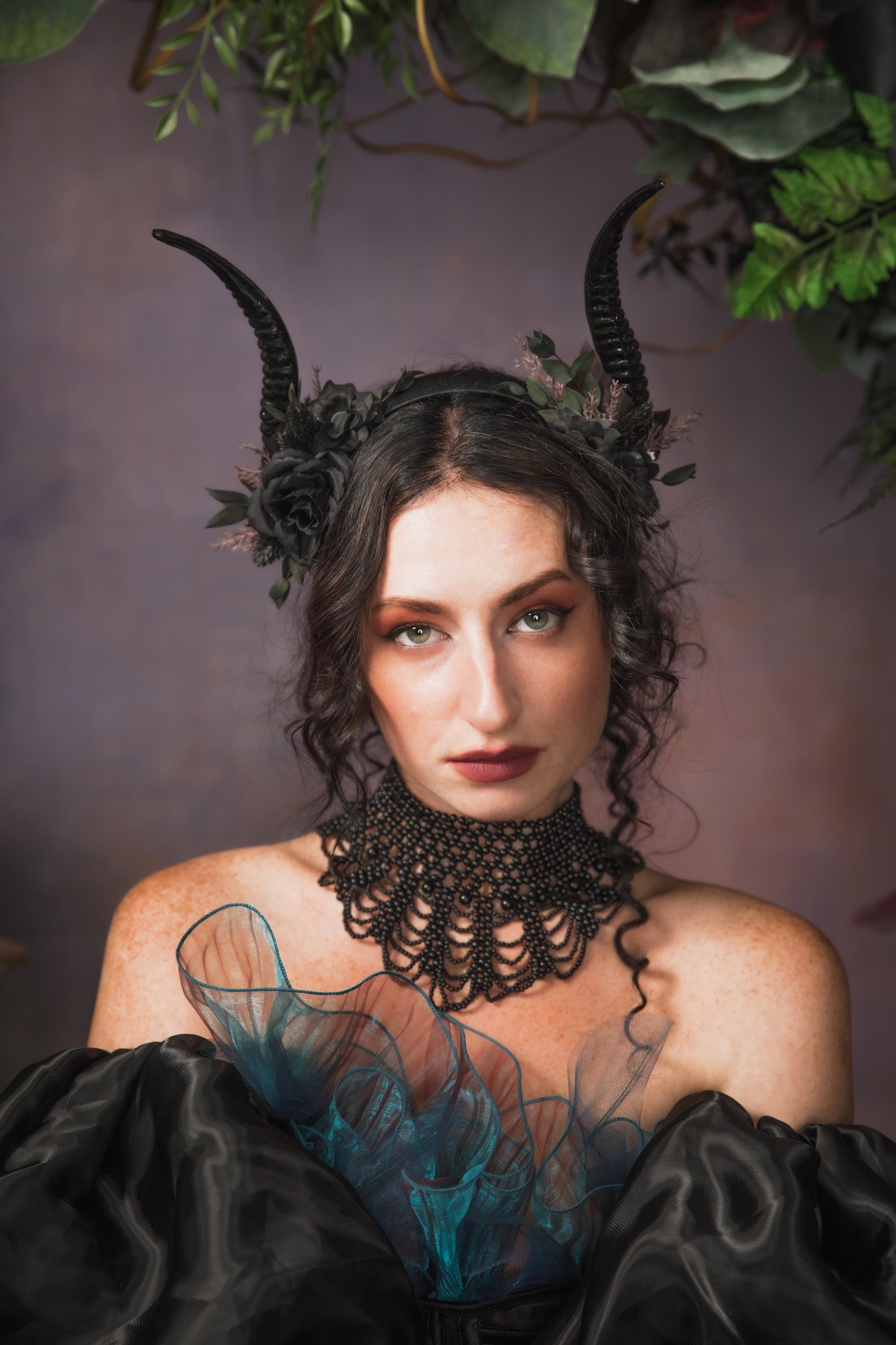 Halloween Witch Floral Headpiece with Burgundy and Purple Accents Rats Eyes Witches Red Flower Crown - Etsy main image 2