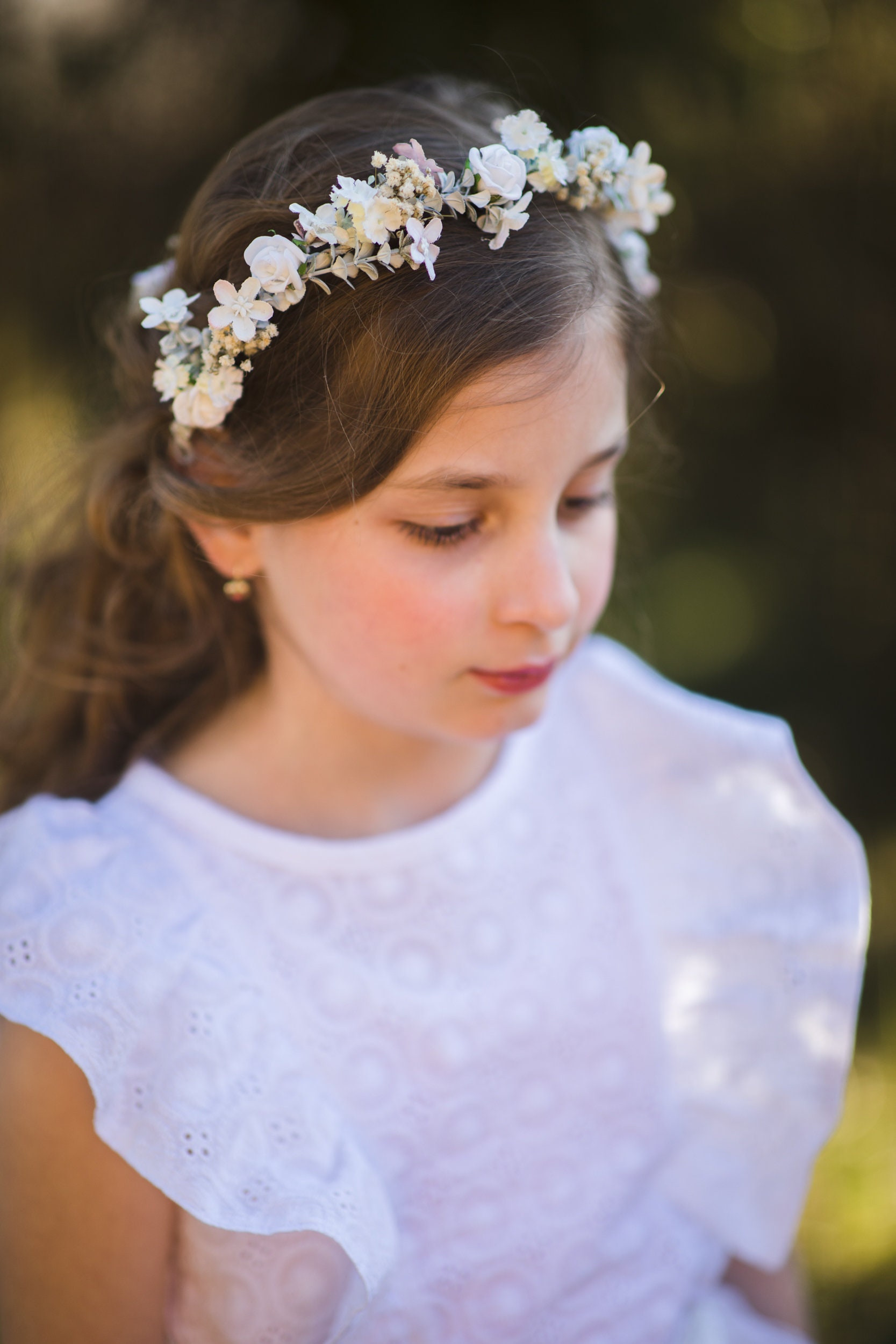 ZORVUJI Couronne de fleurs pour cheveux enfants filles, Accessoire cheveux communion et baptême