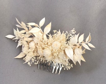 Cream Ruscus flower comb Natural beige wedding headpiece Ivory flower comb Bridal hairstyle Magaela Rustic wedding Boho hair comb Barn