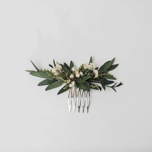 Greenery mini flower hair comb Wedding hair comb Baby's breath Bridal accessories Greenery flower hair comb Magaela Natural image 5