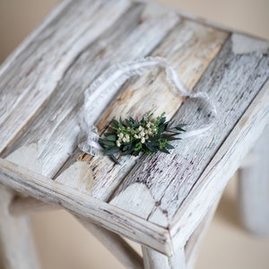 Eucalyptus and baby's breath garter Greenery wedding garter Natural green and ivory garter Toss bridal garter Magaela Elastic lace image 6