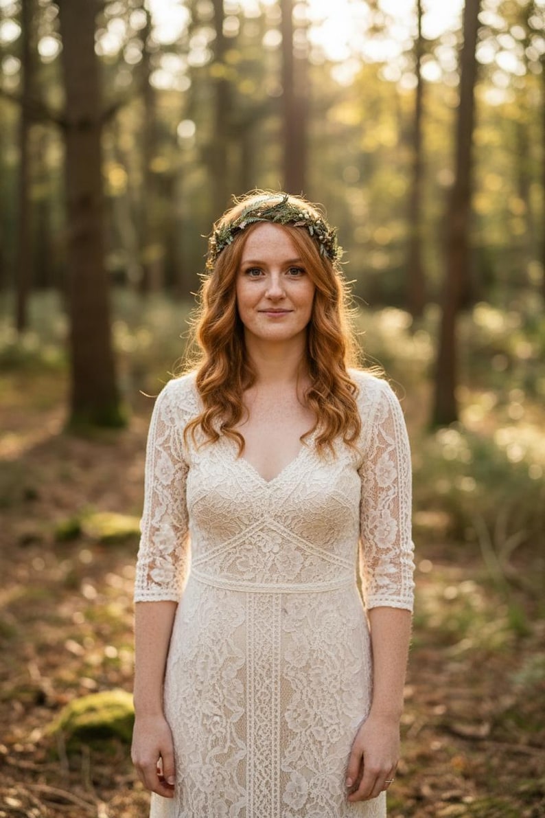 Woodland Wedding Crown – Preserved Fern Bridal Headpiece – Forest Boho Hair Wreath image 5