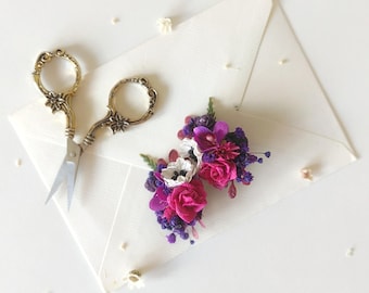 Pendientes de flor magenta: joyería de boda bohemia