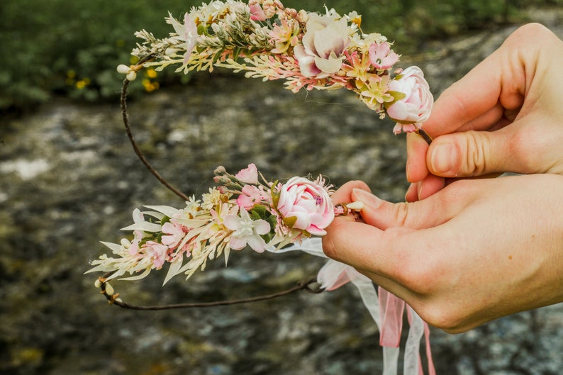 Momia y yo coronas de flores a juego Coronas de flores Madre e hija tocados De la flor chica Accesorios de boda Corona de peonía rosa Magaela imagen 8