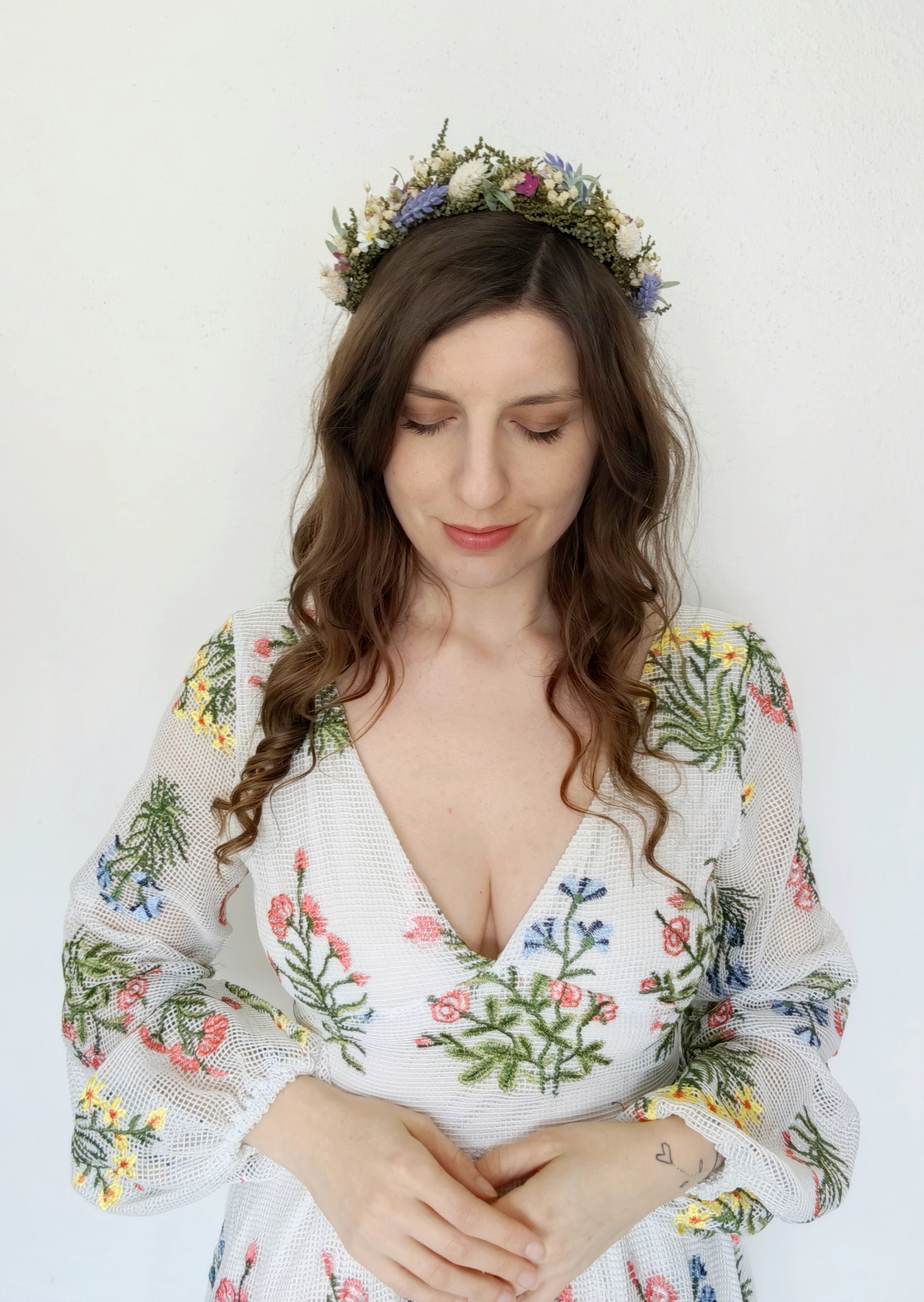 Blumen-Stirnband „Gänseblümchen“ Aus Stoff – Dehnbar, Für Hochzeit, Party Oder Strand (Weiß)