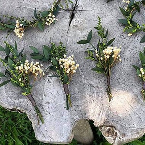 Greenery wedding buttonhole Natural Groom accessories Baby's breath boutonniere Accessories for groom Handmade Wedding accessories Magaela