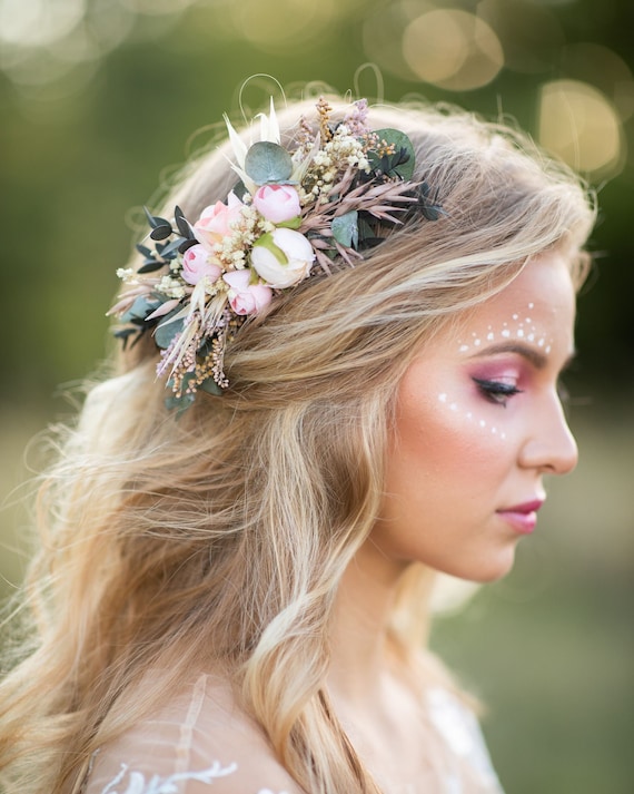 Blush Pink Peony Blumen Haarkamm: Romantische Hochzeit Kopfschmuck