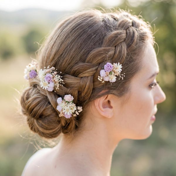 Pastel Flower Hairpins: Romantic Wedding Bridal Hair Accessory