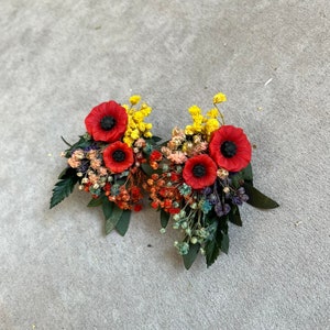 Small folk wedding flower comb Bride to be Poppy flowers bridal comb Slavic wedding Wedding accessories Hair flowers Magaela Colourful comb zdjęcie 9