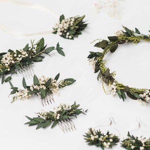 Greenery mini flower hair comb Wedding hair comb Baby's breath Bridal accessories Greenery flower hair comb Magaela Natural image 8