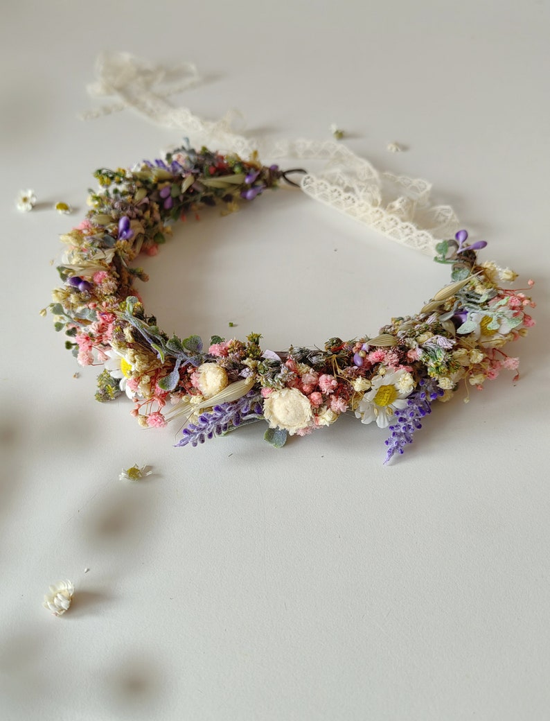 Wedding flower accessories Wildflowers Summer Rustic wedding Lavender Daisy flowers Belt Hair comb Bracelet Flower crown Boutonniere Magaela image 9