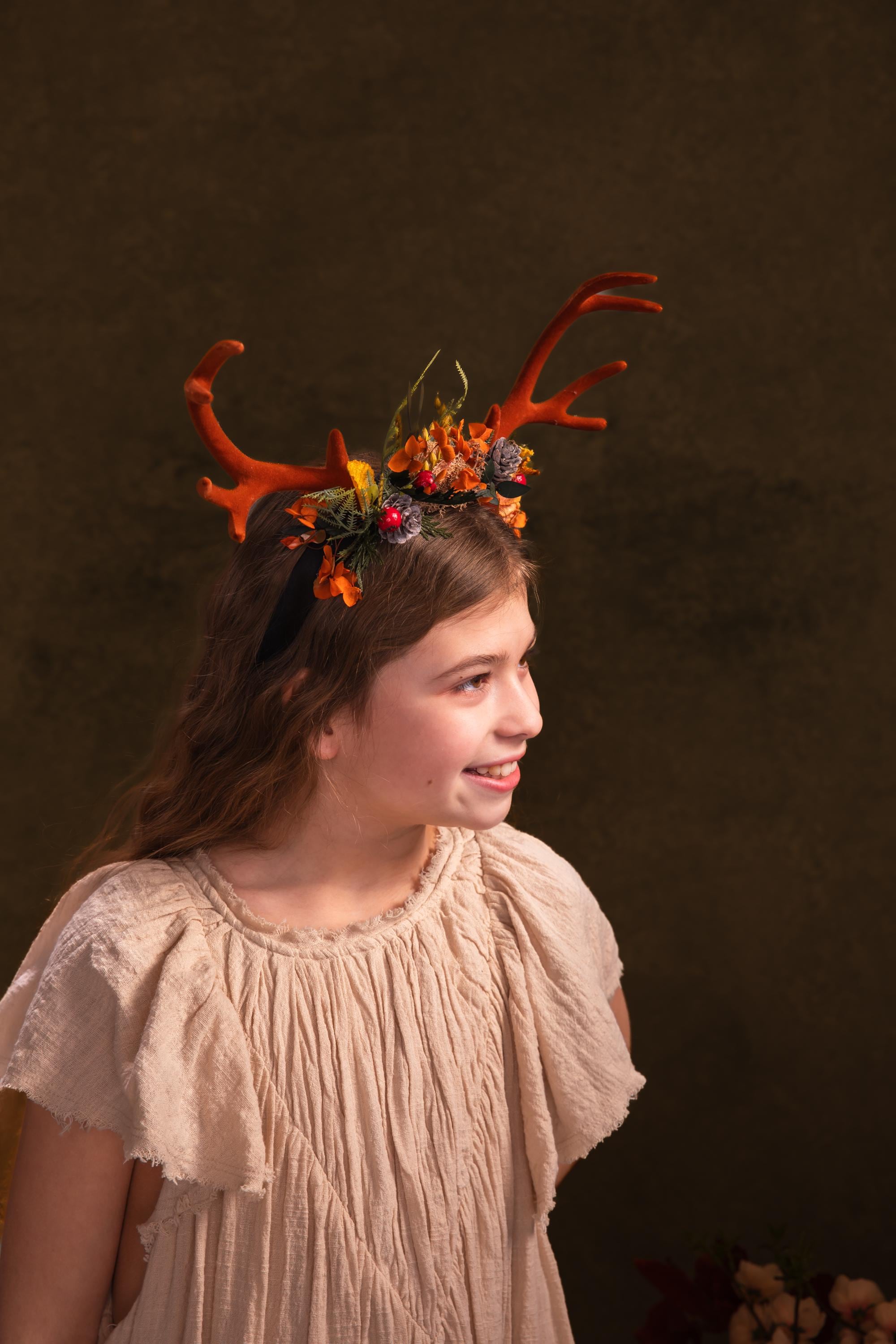 Autumn Antler Crown: Woodland Flower Headband, Pagan 