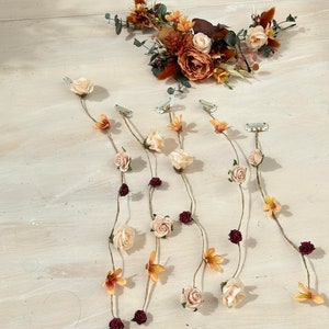 Rustic wedding Bridal hair vine with flower veil Autumn wedding Cottagecore hairstyle Vintage wedding Bridal hair Flower veil Magaela Bride image 8