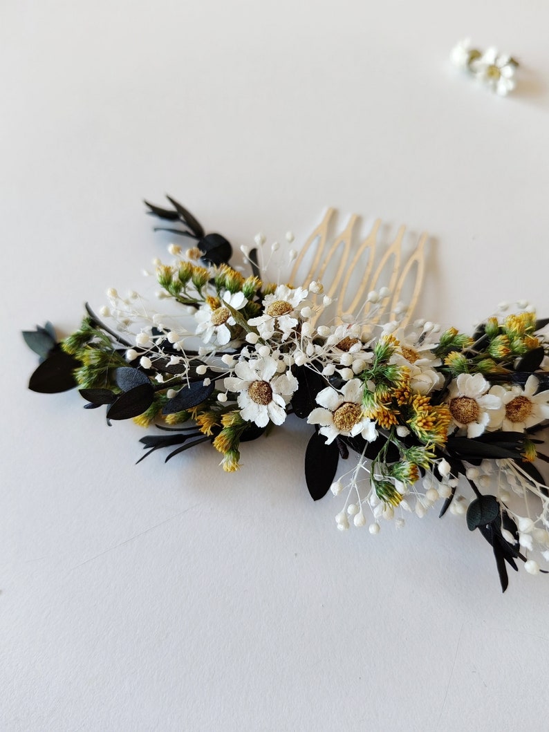 Greenery bridal hair comb Eucalyptus flower comb Preserved flower hair comb Greenery wedding Ixodia flowers Rustic wedding Magaela Bride image 6