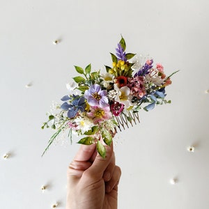 Wildflower hair comb Romantic bridal hair comb Boho wedding accessories Summer wedding Garden wedding Bridal hair comb Meadow flowers Summer image 5