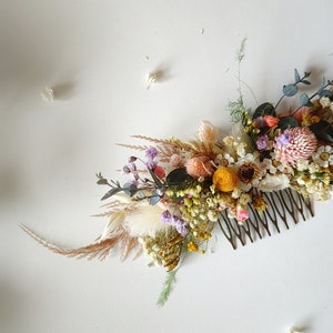 Wildflower hair comb Natural bridal hair comb Rustic wedding accessories Summer wedding Vintage Cottagecore Preserved flowers Magaela Bride image 2