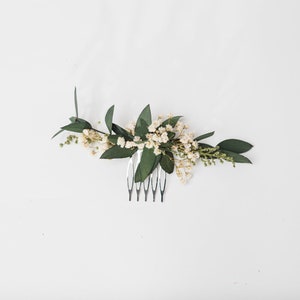 Conjunto de bodas de vegetación Corona de flores Pulsera para novia Peine de pelo de vegetación pequeña Boda de aliento de bebé 2021 novia hecha a mano Magaela Hecho a medida imagen 4