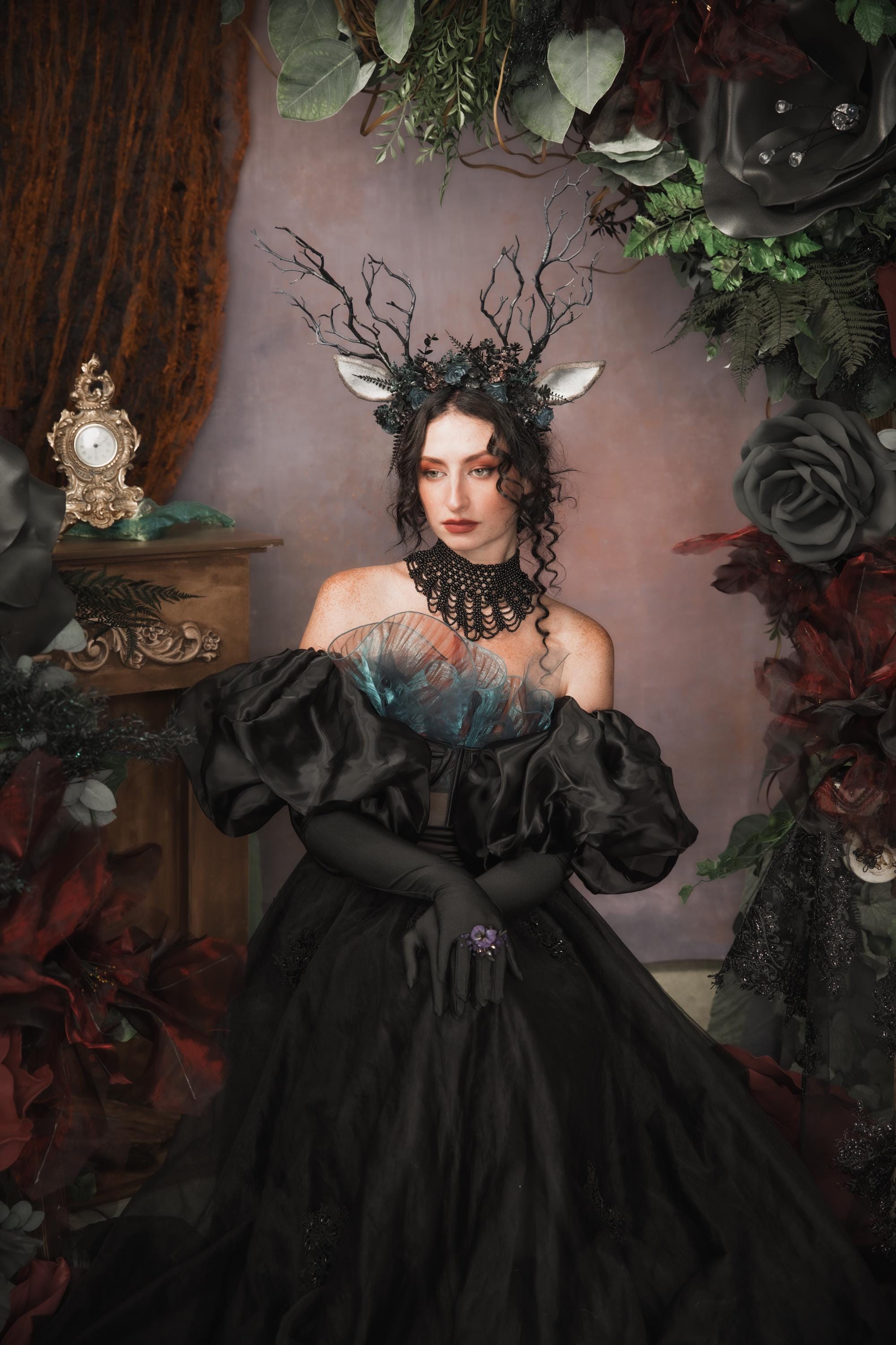 Black Antler Crown: Pagan Festival Headband - Etsy display picture 3