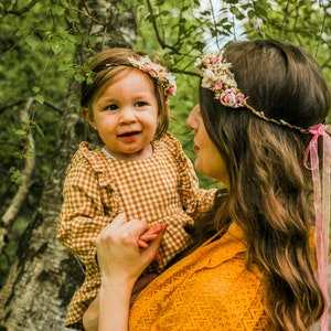 Momia y yo coronas de flores a juego Coronas de flores Madre e hija tocados De la flor chica Accesorios de boda Corona de peonía rosa Magaela imagen 2