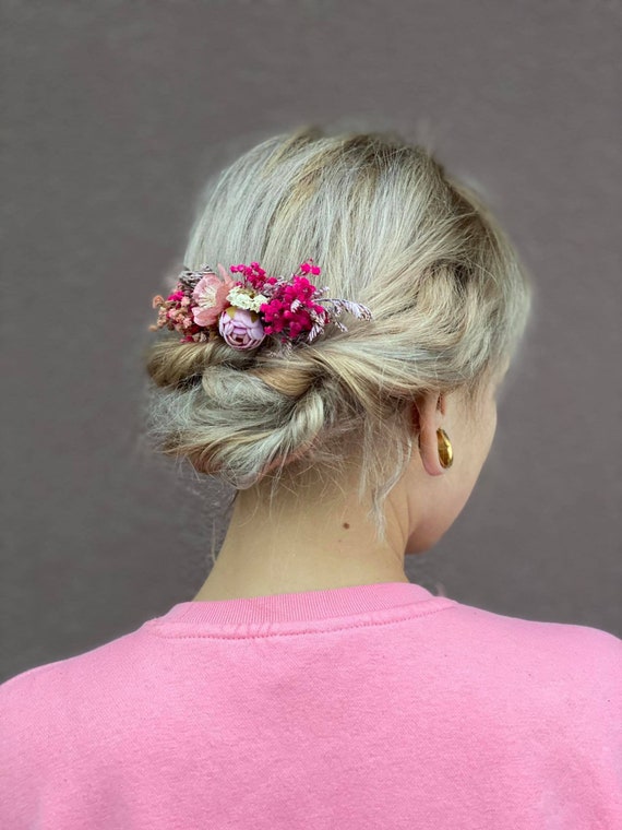 Roze bloem kam Bruiloft haar Bruids accessoires Roze - Etsy België