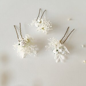 Set of 3 hairpins First holy communion hairpins Flower jewellery Wedding hair accessories Flower girl headpiece Magaela Bridal hair pins Set of 3 hairpins