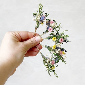 Colorful flower hairpin Romantic hairpin Meadowy design Wedding hairpins Romantic boho hairpins Wild  flower hairpins Magaela Summer wedding