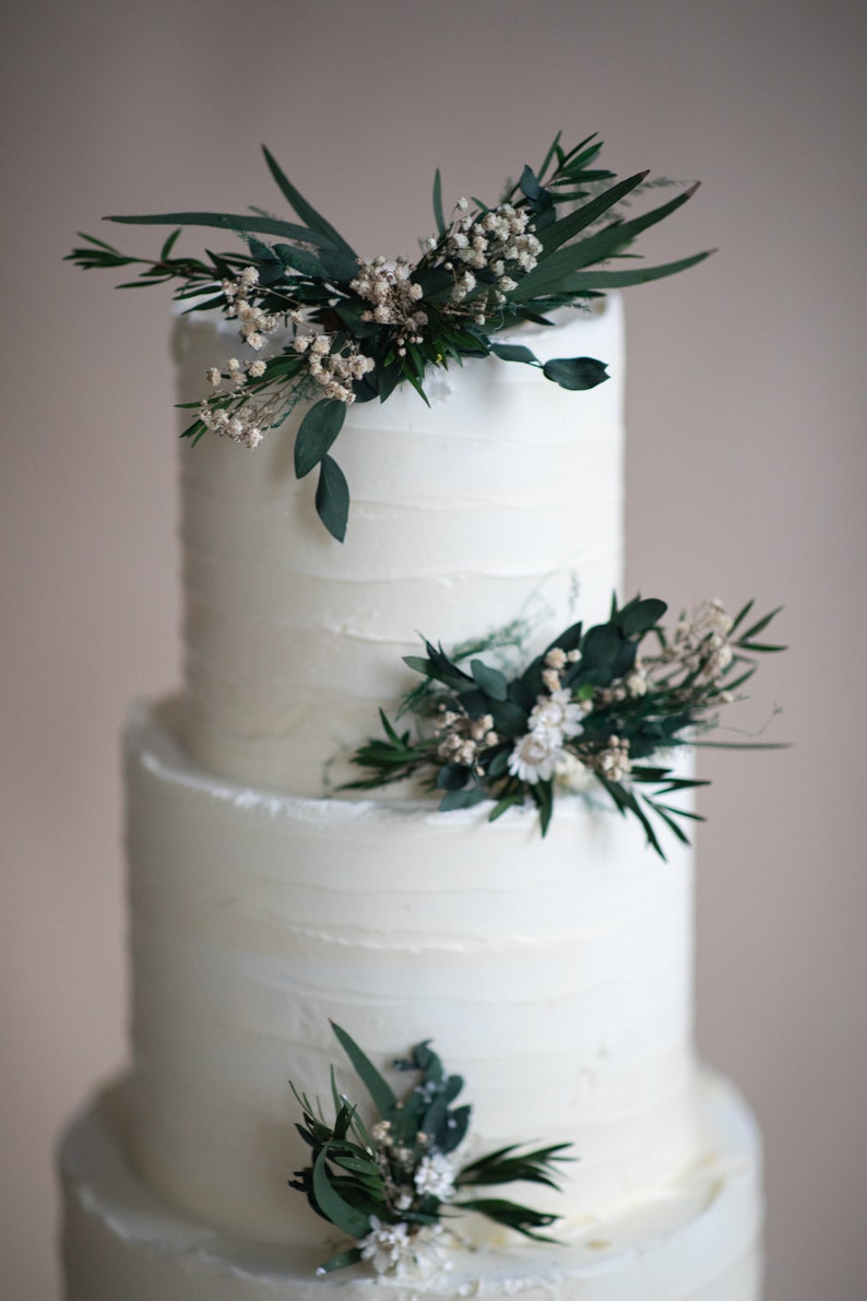 Greenery cake toppers Wedding cake decoration Preserved Eucalyptus and baby's breath cake flowers Magaela Wedding party Flowers for cake image 5