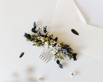 Greenery bridal hair comb Eucalyptus flower comb Preserved flower hair comb Greenery wedding Ixodia flowers Rustic wedding Magaela Bride