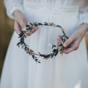 Greenery natural flower wreath Customisable wedding crown Eucalyptus flower headpiece Magaela Handmade Preserved crown Boho wedding image 1