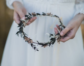 Greenery natural flower wreath Customisable wedding crown Eucalyptus flower headpiece Magaela Handmade Preserved crown Boho wedding