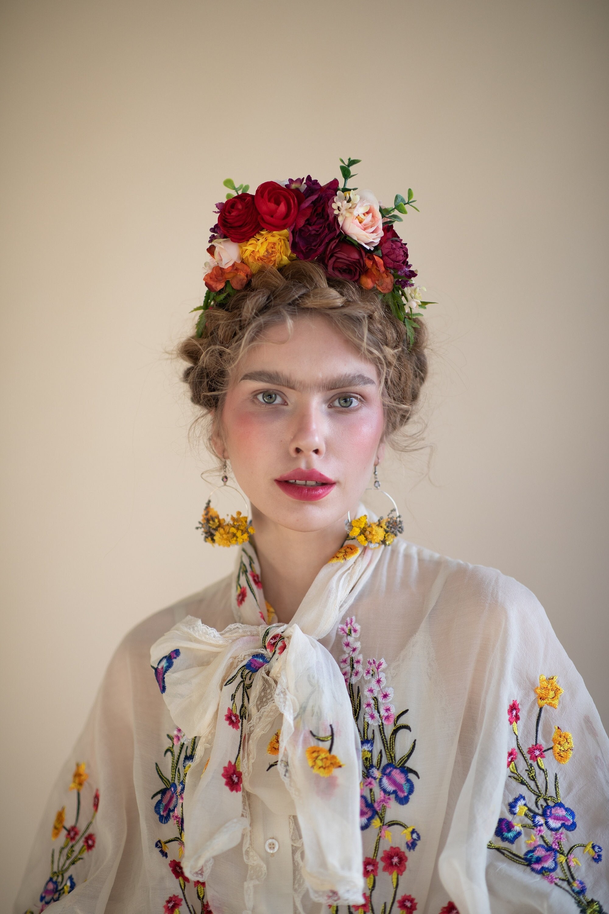 Frida Kahlo Headband Bridal Flower Crown Mexican Wedding - Etsy